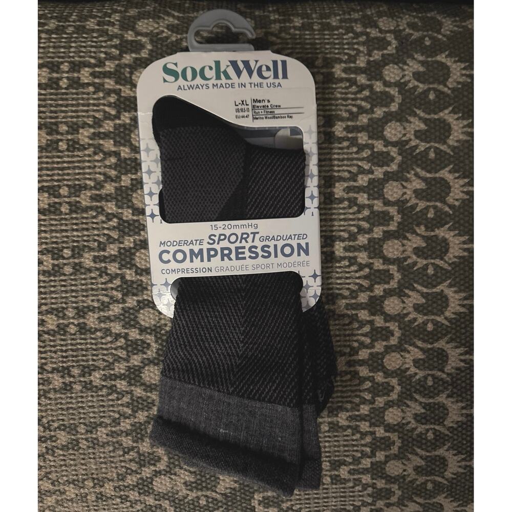 SockWell Elevate Crew Run & Fitness Men’s Size 10.5-12